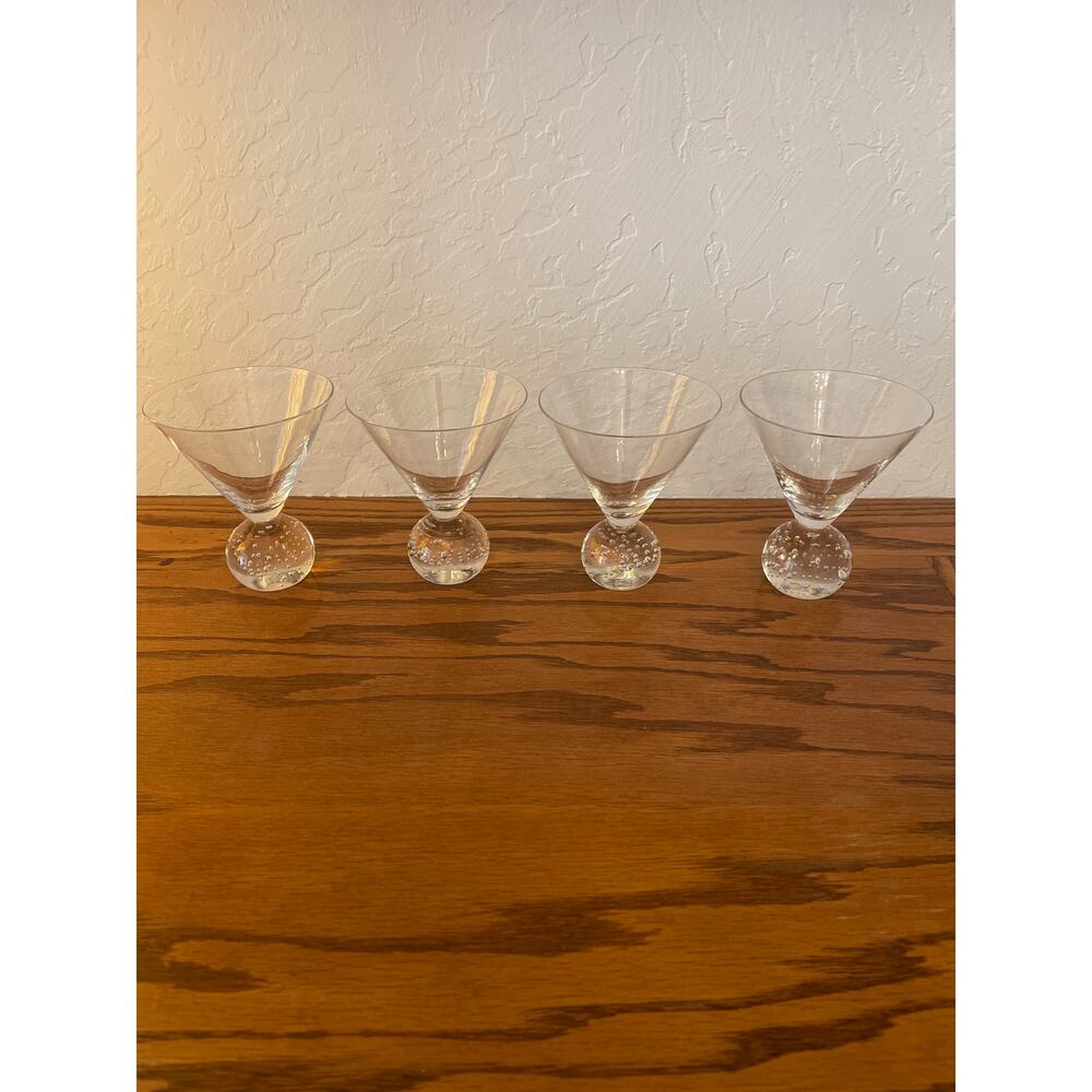 Set of 4 Vintage Bubble Base martini glasses